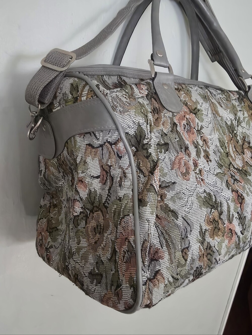 Vintage American Flyer 1980s Floral Canvas Duffle Travel Weekend Bag - Picture 10 of 11